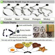 Jason&amp;Aerobic Fried Egg Mold Stainless Steel 5 Patterns Pacakage of 5