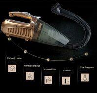 Car Vacuum Cleaner, Ideashop 4 in 1 Protable 12V 100W Handheld Auto Vacuum Cleaner Wet and Dry Dual-use With LED... N7