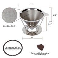 Paperless Pour Over Coffee Dripper by Possiave - Permanent Reusable Stainless Steel Durable Cone Coffee Filter... N6