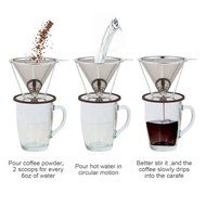 Paperless Pour Over Coffee Dripper by Possiave - Permanent Reusable Stainless Steel Durable Cone Coffee Filter... N7