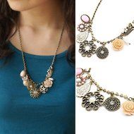 Fashion Jewelry Chunky Crystal Statement Bib Pendant Chain Choker Charm Necklace