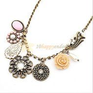 Fashion Jewelry Chunky Crystal Statement Bib Pendant Chain Choker Charm Necklace N2