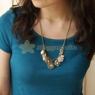 Fashion Jewelry Chunky Crystal Statement Bib Pendant Chain Choker Charm Necklace N3