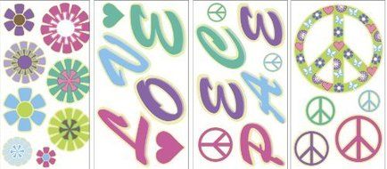 MyStyle MS0104 Peace Love Flowers Glow-In-The-Dark Peel and Stick Wall Art by MyStyle