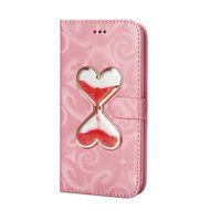Galaxy S6 Edge Wallet Case, PHEZEN Bling Liquid Glitter Love Heart Floating 3D Hourglass Luxury Pu Leather Magnet... N17