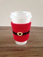 Crochet cup cozy, coffee cup sleeve, reusable coffee sleeve, coffee cup cozy in red, Santa