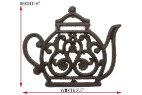 Cast Iron Trivet | Vintage Tea Pot | Decorative Cast Iron Trivet For Kitchen Or Dining Table | 7.7x6.3&quot; | With...
