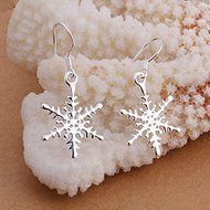 925 Sterling Silver Plated Snowflake Dangle Drop Hook Earrings Jewelry Gifts N3