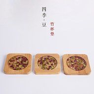 CCWY New bamboo coaster solid wood Tea Cup saucers hand-painted ceramic Kung Fu tea ceremony accessories
