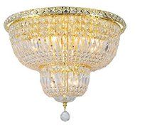 Worldwide Lighting W33010G20 Empire 10 Light with Clear Crystal Ceiling Light, Gold Finish by Worldwide Lighting