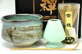 Japanese Mino Yaki ware Matcha Bowl And Tea Ceremony Set Green Tea 11.5 / 11.5 / 8cm (4.5 / 4.5 / 3.1inch)[7374]