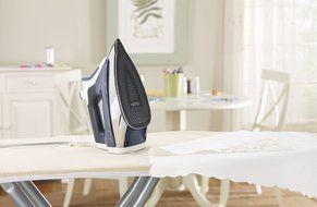 Rowenta DW8080 Pro Master 1700-Watt Micro Steam Iron Stainless Steel Soleplate with Auto-Off, 400-Hole, Blue N6