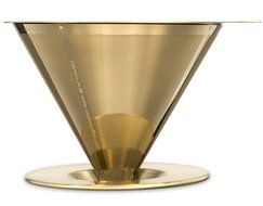 Osaka Titanium Coated Pour Over Cone Dripper, Reusable Stainless Steel Coffee Filter with Cup Stand &quot;Himeji-jo&quot;