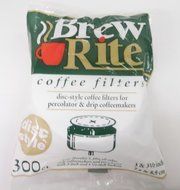 Brew Rite Disc Style 3" 3 1/2" Coffee Filters 300 Count For Percolator &amp; Drip Coffeemakers