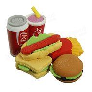 Pink Lizard Cute Food Animal Vegetable Fruit Simulation Rubber Pencil Eraser Set N4