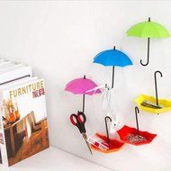 Toyofmine 3Pcs Colorful Umbrella Wall Hook Key Hair Pin Holder Organizer Decorative Decor (red pink yellow) N5
