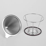 Justmysport Stainless Steel Double Mesh Filter Coffee Dripper Reusable Pour Over Coffee Maker with Handle