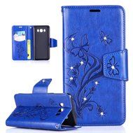 Galaxy J7 2016 Case,Galaxy J7 2016 Cover,ikasus Glitter Diamond Embossing Flowers Lily Butterfly PU Leather Flip... N32