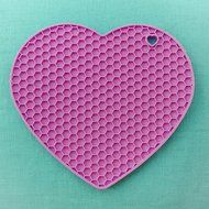 CatRat&#039;s Set of 4 Heart-Shaped Silicone Heat Resistant Pot Holders / Kitchen Table Coasters / Trivets / Small...