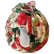 Teapot Cozy Christmas themed with Red cardinals and Poinsettias for 5-8 cup teapot #406