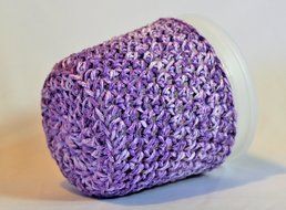 Handmade Crochet Ice Cream Pint Cozy in Purple Splash