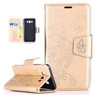 Galaxy J7 2016 Case,Galaxy J7 2016 Cover,ikasus Glitter Diamond Embossing Flowers Lily Butterfly PU Leather Flip... N38
