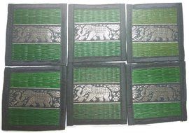 Chic Nature Reed Elephant Collection 6-piece Handmade Coaster Set, Assorted Color (Brown #3)