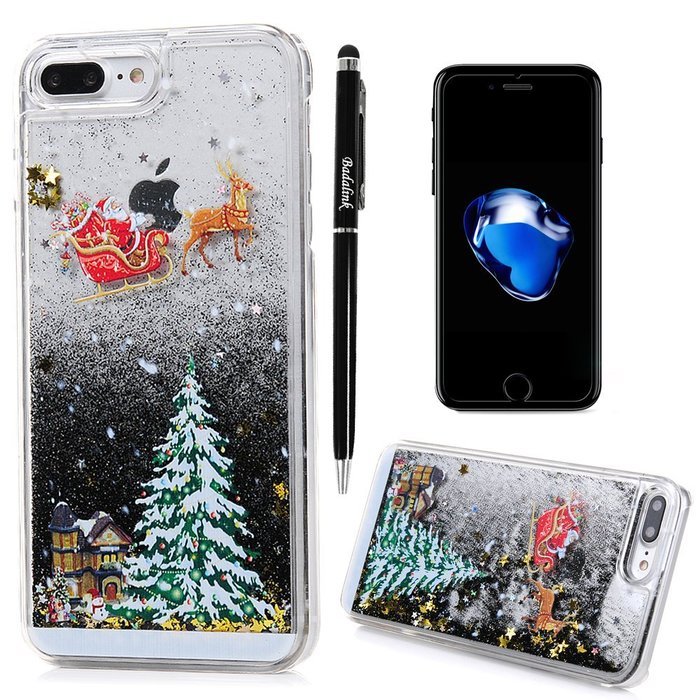 Badalink iPhone 7 Plus Case (5.5") Christmas Tree Liquid Case Clear Hard PC Case Bling Shiny Glitter Liquid Flowing... N25