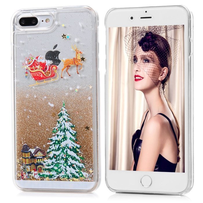 Badalink iPhone 7 Plus Case (5.5") Christmas Tree Liquid Case Clear Hard PC Case Bling Shiny Glitter Liquid Flowing... N28
