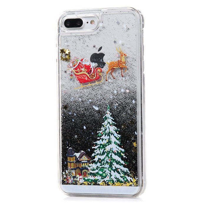 Badalink iPhone 7 Plus Case (5.5") Christmas Tree Liquid Case Clear Hard PC Case Bling Shiny Glitter Liquid Flowing... N29