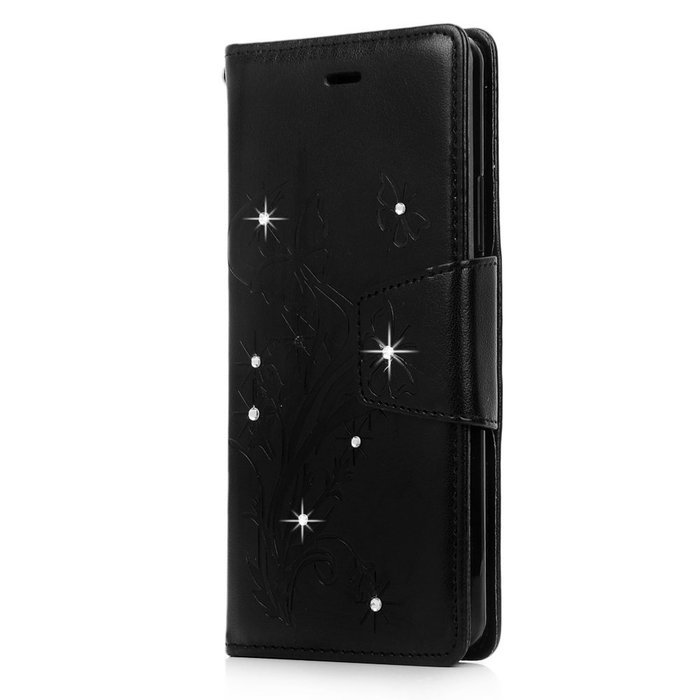 (Not for S7) S7 Edge Case,Galaxy S7 Edge Case - Badalink Embossed Butterflies Wallet Flip Cover with Bling Diamonds... N20