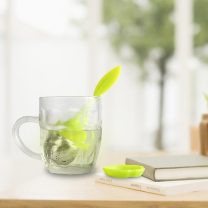Huayoung 3-pcs Leave-shaped Silicone & Stainless Steel Tea Infusers Useful Tea Filters (Orange) N2