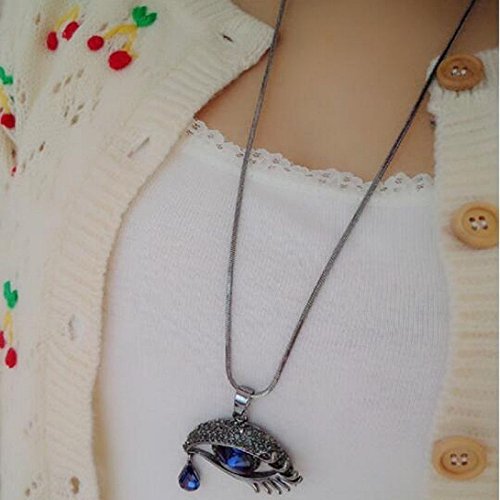 1 PC Eye Crystal Teardrop Necklace Sweater Chain Wild Christmas Gift Jewelry N3