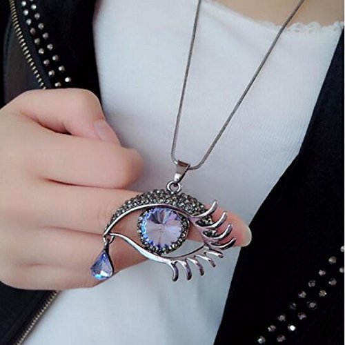 1 PC Eye Crystal Teardrop Necklace Sweater Chain Wild Christmas Gift Jewelry N4