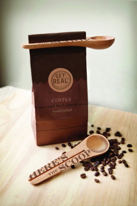 Talisman Designs Get Real Solid Beechwood Coffee Scoop and Clip, Styles Vary, 2-Pack N2