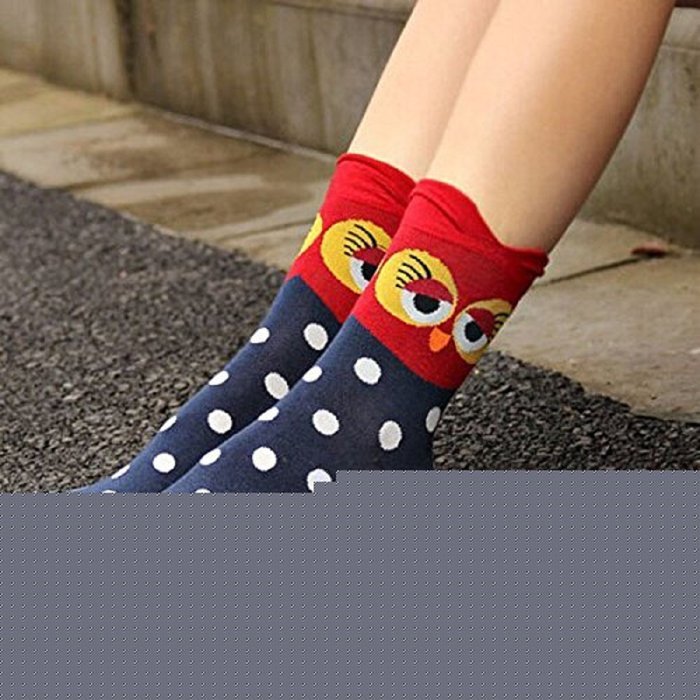 Dhnewsun Women Girls Sweet Cartoon Lovely Owl Cotton Socks N5
