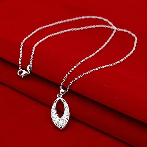 20" Women Nice Jewelry Silver Hollow Flower Pendant Necklace Chain N2