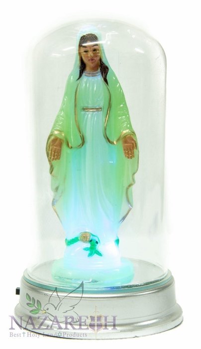 Our Lady Of Grace Miraculous Lighted Statue Figurine Changing Colors Lighted 6"