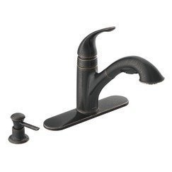 Moen CA87550BRB Single Handle Kitchen Faucet with Pullout Spray from the Caprillo Collection, Mediterranean Bronze...