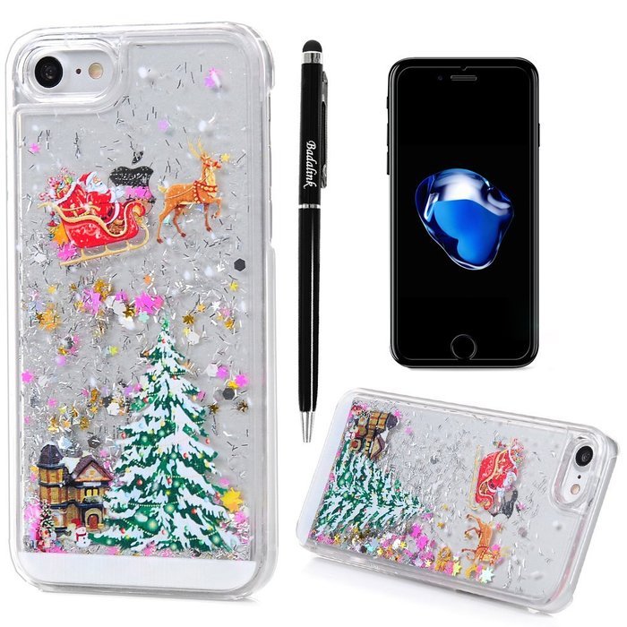 Badalink iPhone 7 Case (4.7") Christmas Tree Liquid Case Crystal Clear Hard PC Case Bling Shiny Glitter Liquid... N12