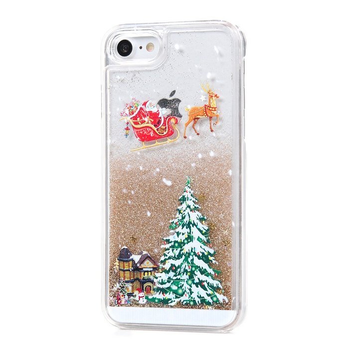 Badalink iPhone 7 Case (4.7") Christmas Tree Liquid Case Crystal Clear Hard PC Case Bling Shiny Glitter Liquid... N14