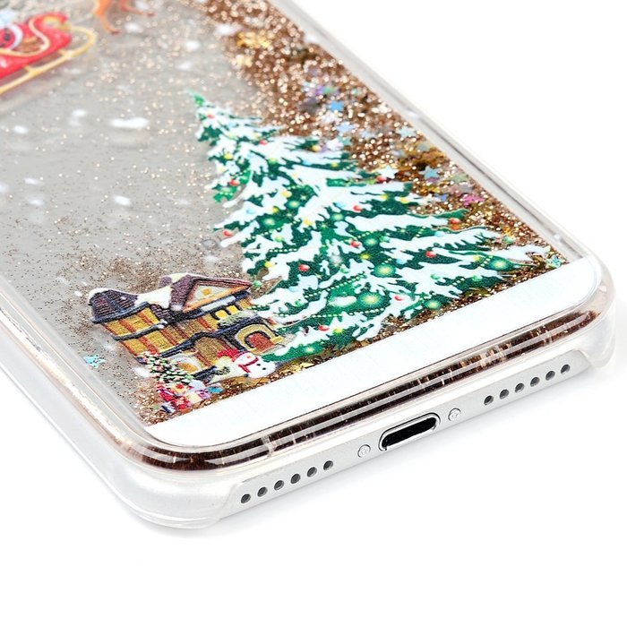 Badalink iPhone 7 Case (4.7") Christmas Tree Liquid Case Crystal Clear Hard PC Case Bling Shiny Glitter Liquid... N16