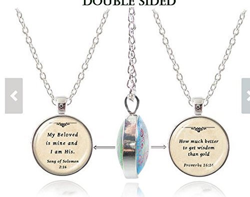 Long silver Christian Scripture Necklace - My beloved is mine I am my beloved's bible quote
