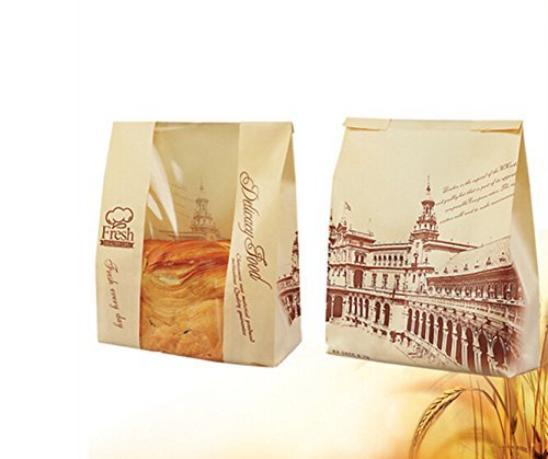 Efivs Arts Set of 30 Paper Bread Bag Reusable Keep Fresh and Clean Bread Storage Bag(Building) N2