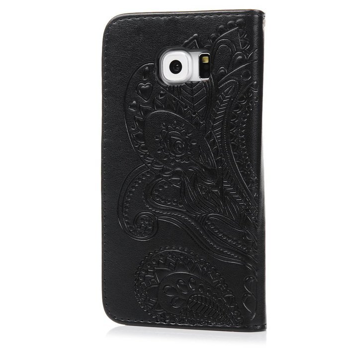 Galaxy S6 Case,Samsung Galaxy S6 Case - Wallet Flip Stand Case Embossed Plants PU Leather Case Shockproof Soft... N27