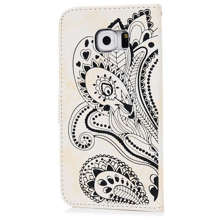 Galaxy S6 Case,Samsung Galaxy S6 Case - Wallet Flip Stand Case Embossed Plants PU Leather Case Shockproof Soft... N29