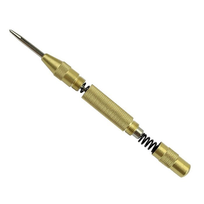 TOOGOO(R) Brass Yellow Automatic Center Punch Spring Loaded Chrome Rivet Screw Auto Mark Hole Length 127mm N7