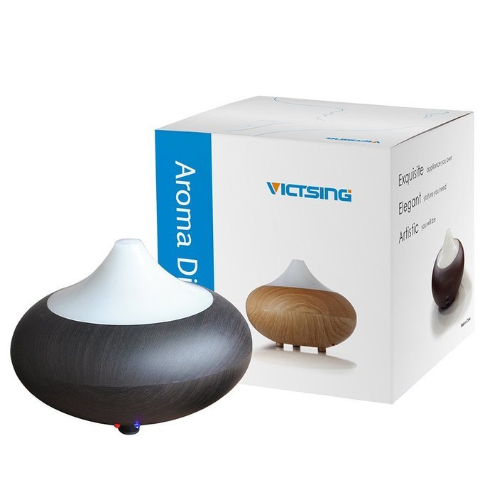 VicTsing Aromatherapy Cool Mist Humidifier with 7 Color LED Lights, Wood Grain, 140ml N11