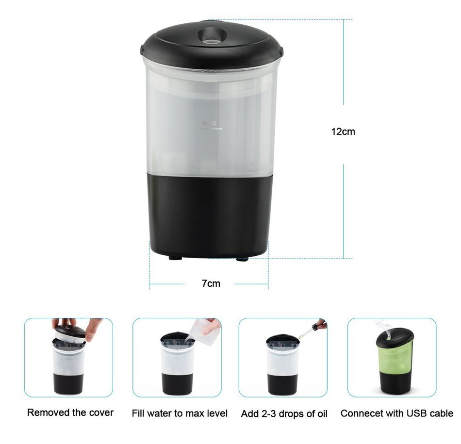Ultrasonic type In-vehicle humidifier Humidified air purifier Automotive ion generator USB mini humidifier Multi-color... N5