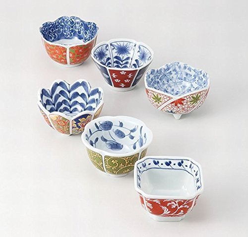 Saikai Pottery Colorful Japanese traditional pattern 6 small plates from Japan 52295